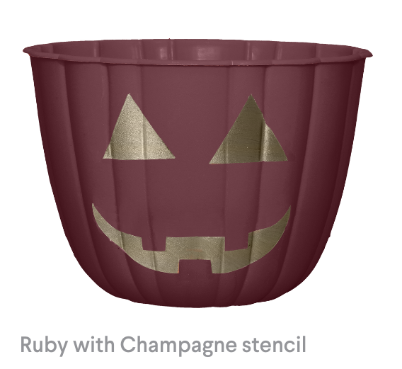 image of Ruby with Champagne Stencil Pumpkin with Face Planters