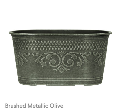 image of Brushed Metallic Olive eden oval planter